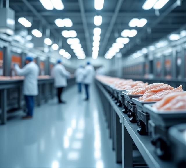 Modern seafood processing and cold chain logistics facility